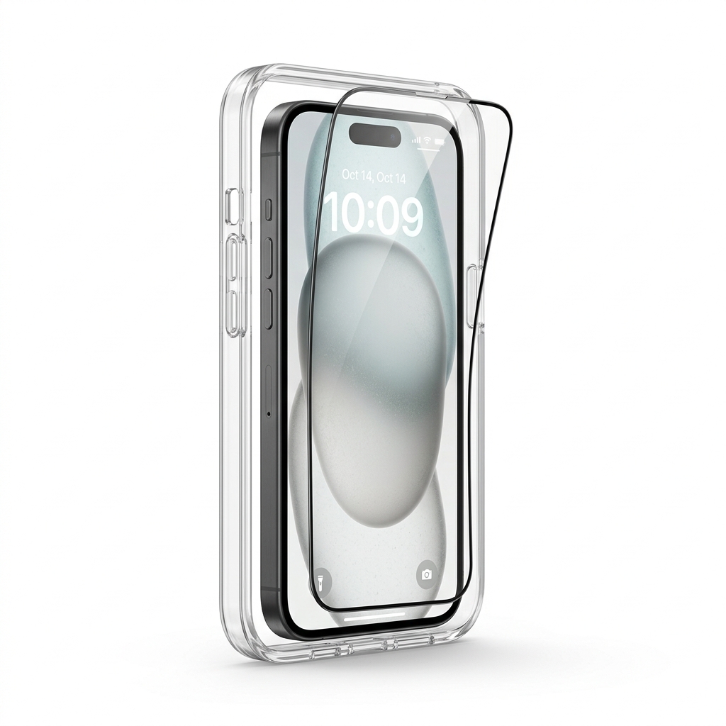 VerreShield — Cadre d'alignement automatique en cours d'utilisation sur un iPhone